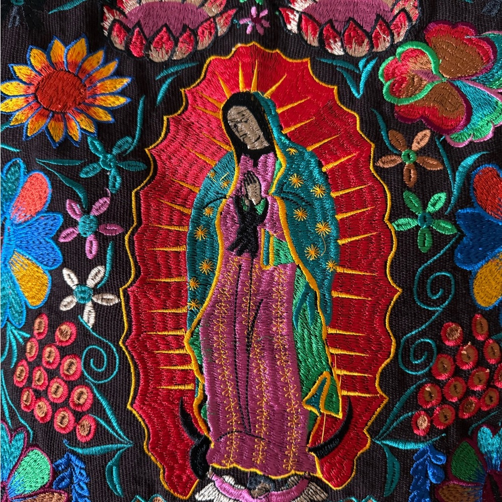 Our Lady of Guadalupe tote, Mexican Embroidered Tote Bag, embroidered tote, - Picture 7 of 7